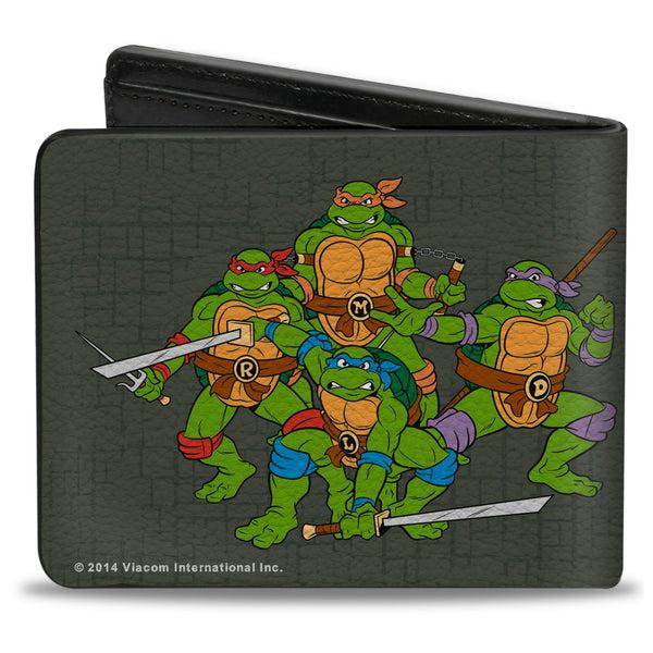 Buckle-Down Bi-Fold Wallet - KEEP IT LEAN MEAN & GREEN + Classic Teenage Mutant Ninja Turtles Group Pose Gray