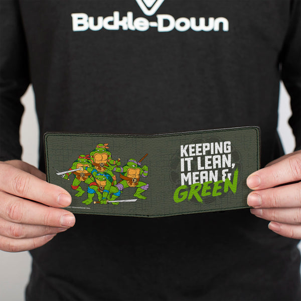 Buckle-Down Bi-Fold Wallet - KEEP IT LEAN MEAN & GREEN + Classic Teenage Mutant Ninja Turtles Group Pose Gray