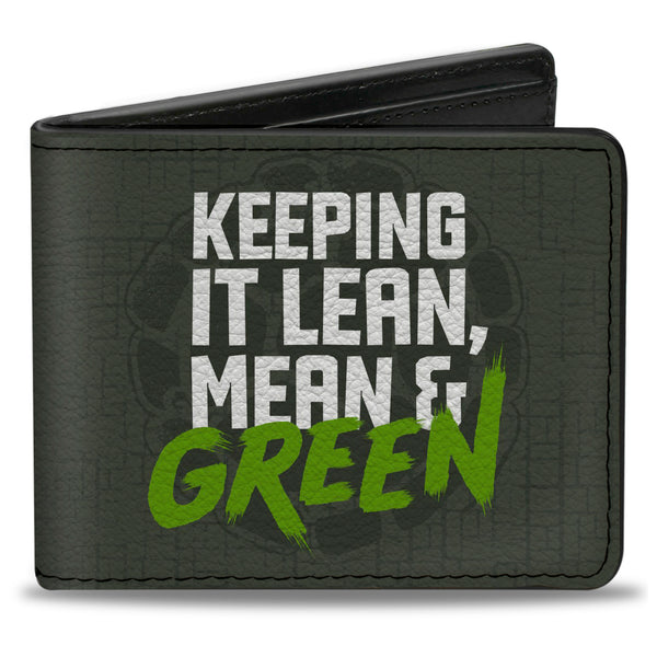 Buckle-Down Bi-Fold Wallet - KEEP IT LEAN MEAN & GREEN + Classic Teenage Mutant Ninja Turtles Group Pose Gray