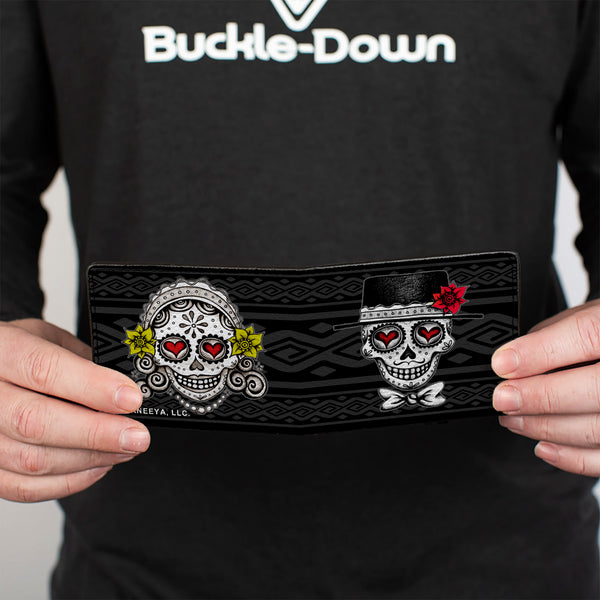 Buckle-Down Bi-Fold Wallet - Los Novios Black Gray White Multi Color