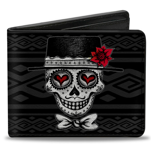 Buckle-Down Bi-Fold Wallet - Los Novios Black Gray White Multi Color