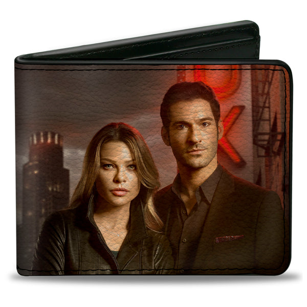 Buckle-Down Bi-Fold Wallet - LUCIFER Title Logo and Detective Chloe Lux Nightclub Pose
