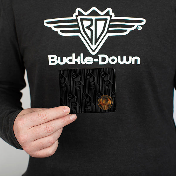 Buckle-Down Bi-Fold Wallet - MACUSA Seal Black Gold + FBAWTFT Logo Grays Gold