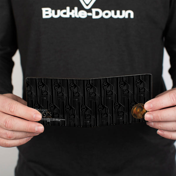 Buckle-Down Bi-Fold Wallet - MACUSA Seal Black Gold + FBAWTFT Logo Grays Gold