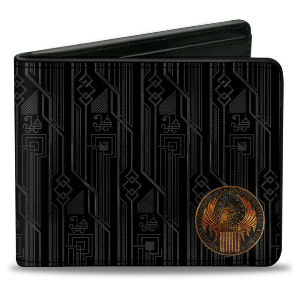 Buckle-Down Bi-Fold Wallet - MACUSA Seal Black Gold + FBAWTFT Logo Grays Gold