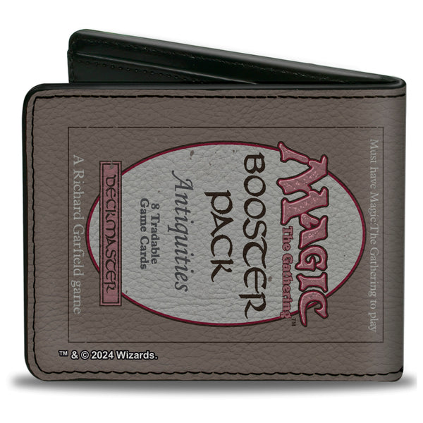 Buckle-Down Bi-Fold Wallet - Magic The Gathering ANTIQUITIES BOOSTER PACK Deckmaster Card Replica Grays/Reds
