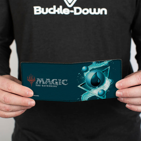 Buckle-Down Bi-Fold Wallet - MAGIC THE GATHERING Blue Mana Icon And Title Logo Blues