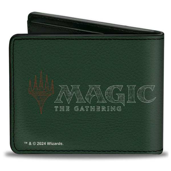 Buckle-Down Bi-Fold Wallet - MAGIC THE GATHERING Green Mana Tree Icon And Title Logo Greens