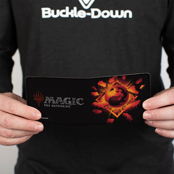 Buckle-Down Bi-Fold Wallet - MAGIC THE GATHERING Red Mana Fireball Icon And Title Logo Black/Reds