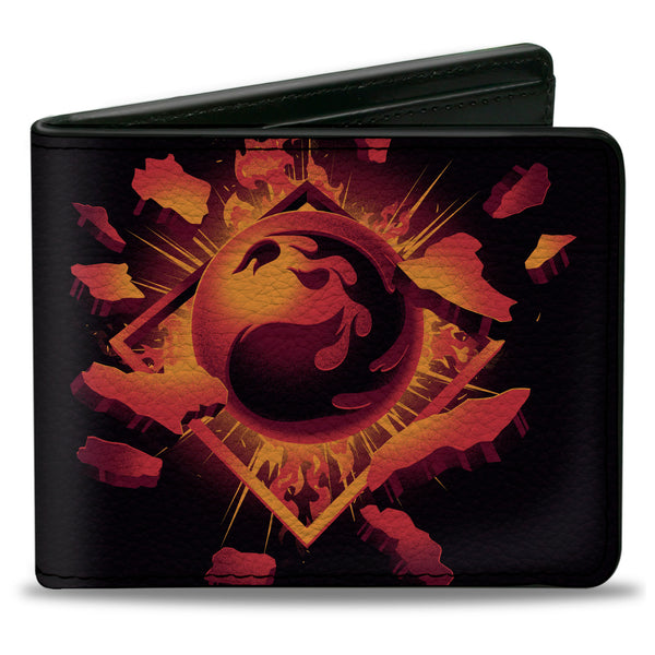 Buckle-Down Bi-Fold Wallet - MAGIC THE GATHERING Red Mana Fireball Icon and Title Logo Black/Reds
