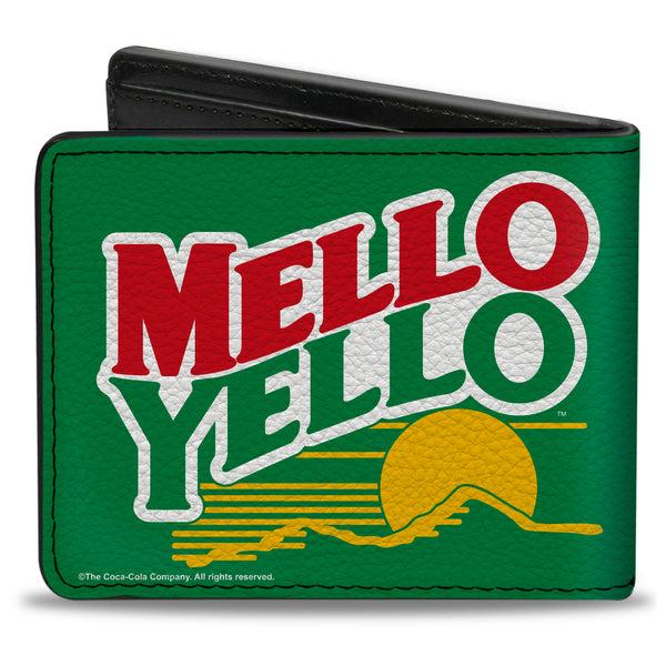 Buckle-Down Bi-Fold Wallet - MELLO YELLO Mountain Logo Green/White/Red/Yellow