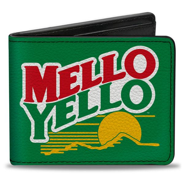 Buckle-Down Bi-Fold Wallet - MELLO YELLO Mountain Logo Green/White/Red/Yellow