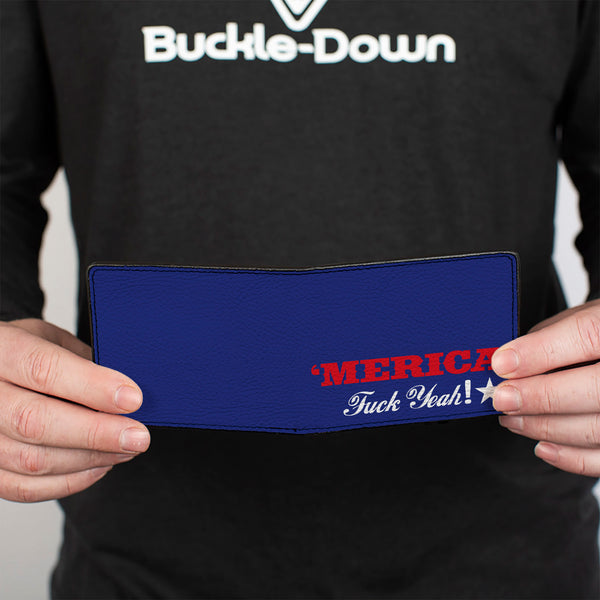 Buckle-Down Bi-Fold Wallet - 'MERICA FUCK YEAH Star Blue Red White