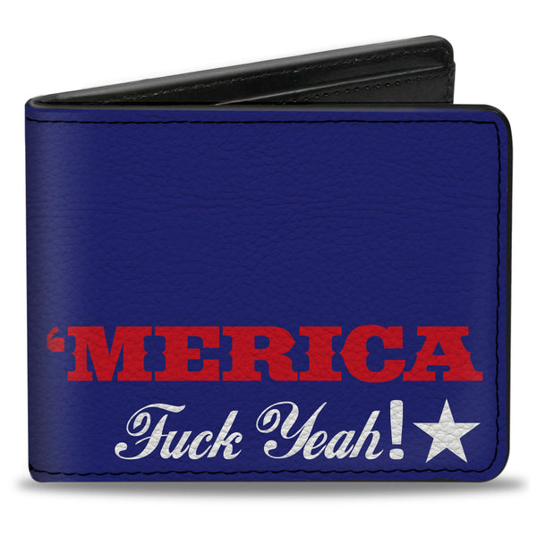 Buckle-Down Bi-Fold Wallet - 'MERICA FUCK YEAH Star Blue Red White