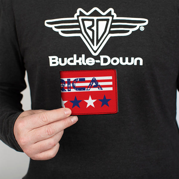 Buckle-Down Bi-Fold Wallet - 'MERICA Stripes Stars Red White Blue