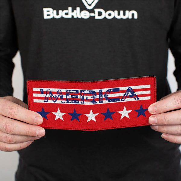 Buckle-Down Bi-Fold Wallet - 'MERICA Stripes Stars Red White Blue