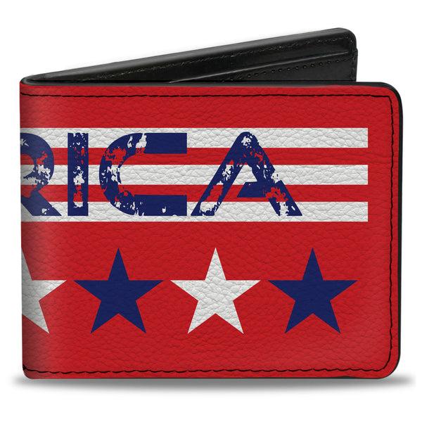 Buckle-Down Bi-Fold Wallet - 'MERICA Stripes Stars Red White Blue