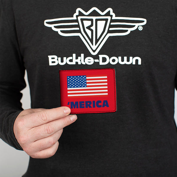 Buckle-Down Bi-Fold Wallet - 'MERICA US Flag Red Blue White
