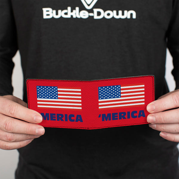 Buckle-Down Bi-Fold Wallet - 'MERICA US Flag Red Blue White