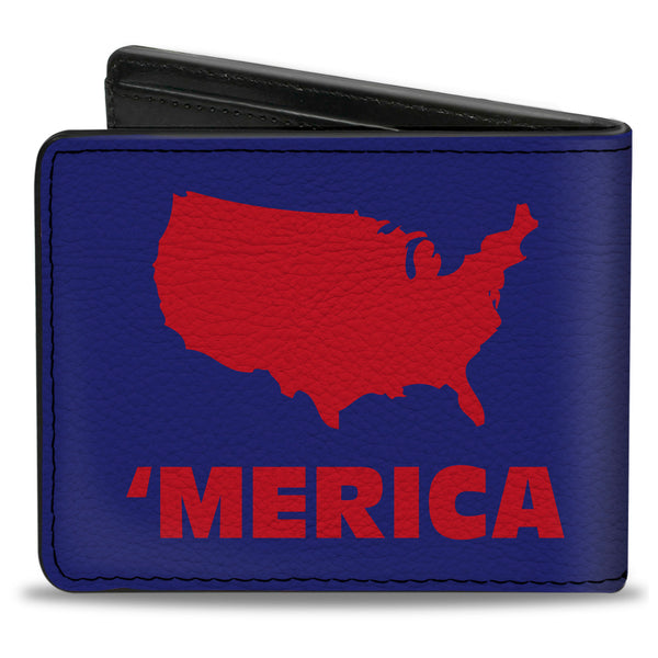 Buckle-Down Bi-Fold Wallet - 'MERICA USA Silhouette Blue Red