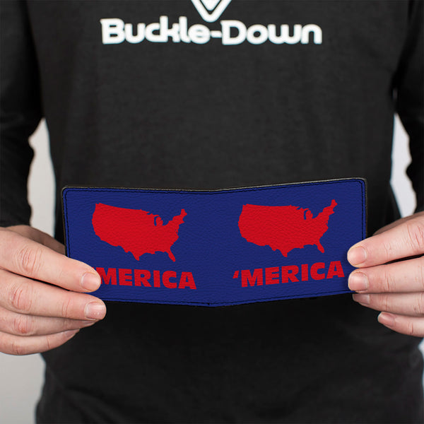 Buckle-Down Bi-Fold Wallet - 'MERICA USA Silhouette Blue Red