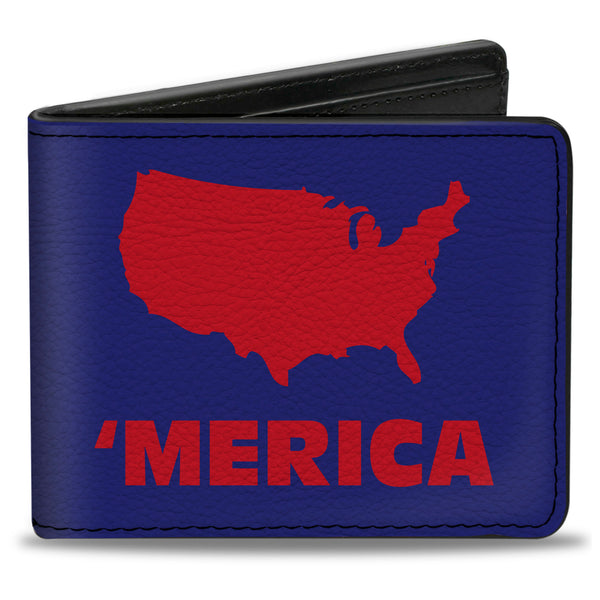 Buckle-Down Bi-Fold Wallet - 'MERICA USA Silhouette Blue Red