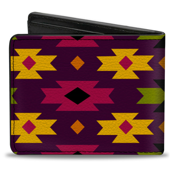 Buckle-Down Bi-Fold Wallet - Mini Navajo Purple Yellow Pink Green