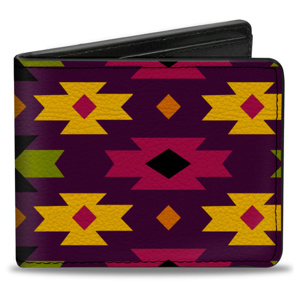 Buckle-Down Bi-Fold Wallet - Mini Navajo Purple Yellow Pink Green