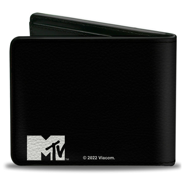 Buckle-Down Bi-Fold Wallet - MTV EST. 1981 Text And Logo Black/White