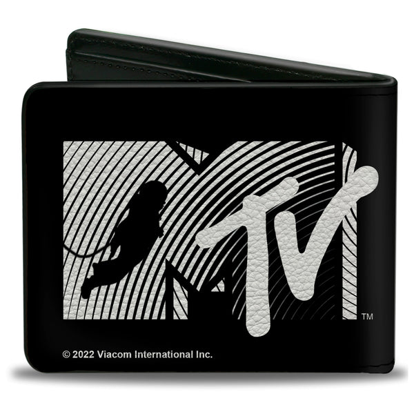 Buckle-Down Bi-Fold Wallet - MTV Moon Man Logo Black/White