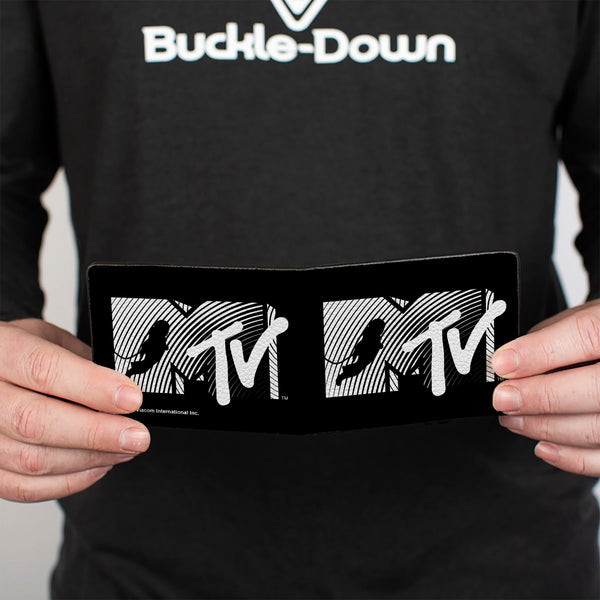 Buckle-Down Bi-Fold Wallet - MTV Moon Man Logo Black/White