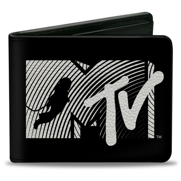 Buckle-Down Bi-Fold Wallet - MTV Moon Man Logo Black/White