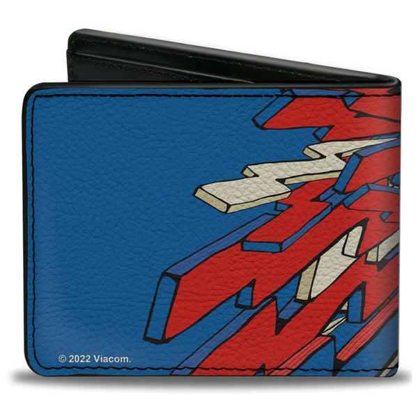 Buckle-Down Bi-Fold Wallet - MTV Music Television Bolts Logo Blue/White/Red