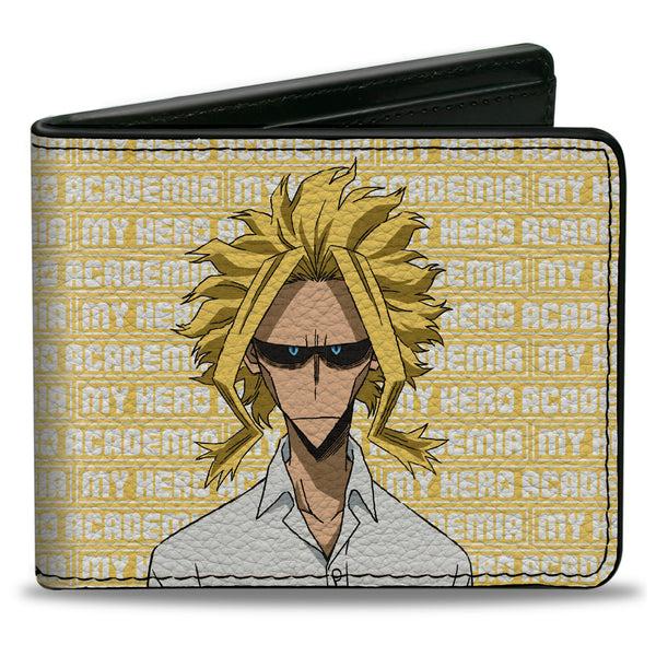 Buckle-Down Bi-Fold Wallet - MY HERO ACADEMIA All Might Pose and Title Logo Yellow/White