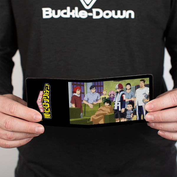 Buckle-Down Bi-Fold Wallet - MY HERO ACADEMIA Class 1A Family Scene And Title Logo Black