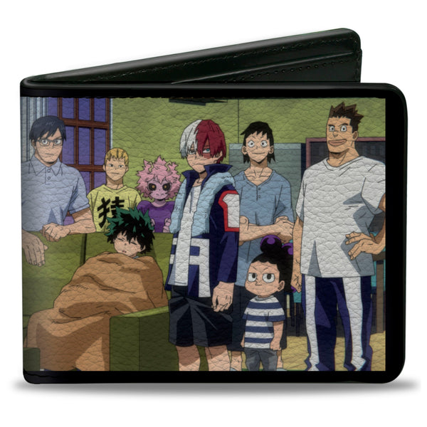 Buckle-Down Bi-Fold Wallet - MY HERO ACADEMIA Class 1A Family Scene and Title Logo Black
