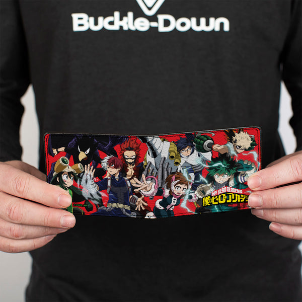 Buckle-Down Bi-Fold Wallet - MY HERO ACADEMIA Eight Character Group Pose And Title Logo Red