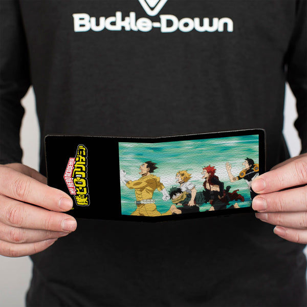 Buckle-Down Bi-Fold Wallet - MY HERO ACADEMIA Five Heroes Running Pose And Title Logo Blues