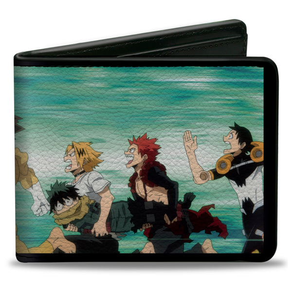 Buckle-Down Bi-Fold Wallet - MY HERO ACADEMIA Five Heroes Running Pose and Title Logo Blues