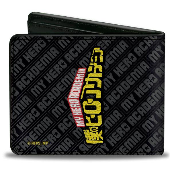 Buckle-Down Bi-Fold Wallet - MY HERO ACADEMIA Izuku And All Might Dark Hero Arc And Title Logo Black/Gray