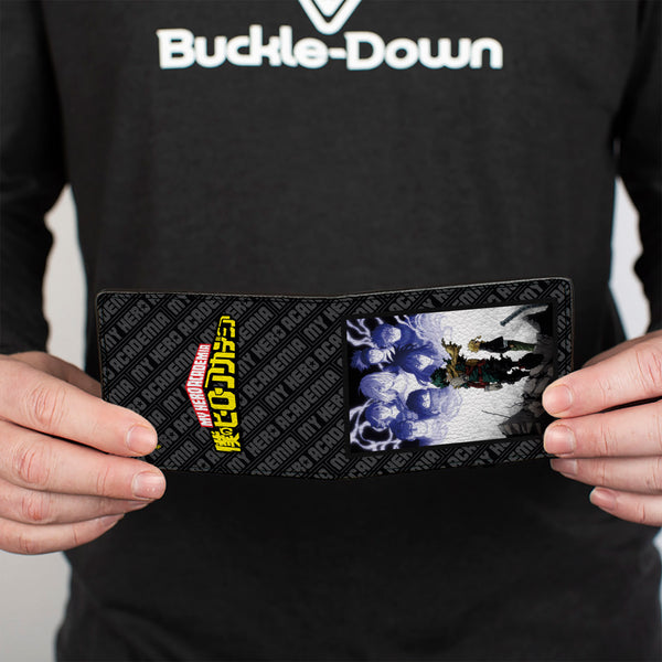 Buckle-Down Bi-Fold Wallet - MY HERO ACADEMIA Izuku And All Might Dark Hero Arc And Title Logo Black/Gray