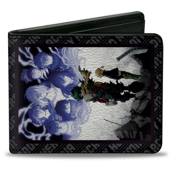 Buckle-Down Bi-Fold Wallet - MY HERO ACADEMIA Izuku and All Might Dark Hero Arc and Title Logo Black/Gray