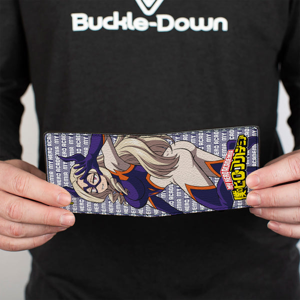 Buckle-Down Bi-Fold Wallet - MY HERO ACADEMIA Pro Hero Mt. Lady Pose And Title Logo Purple/White