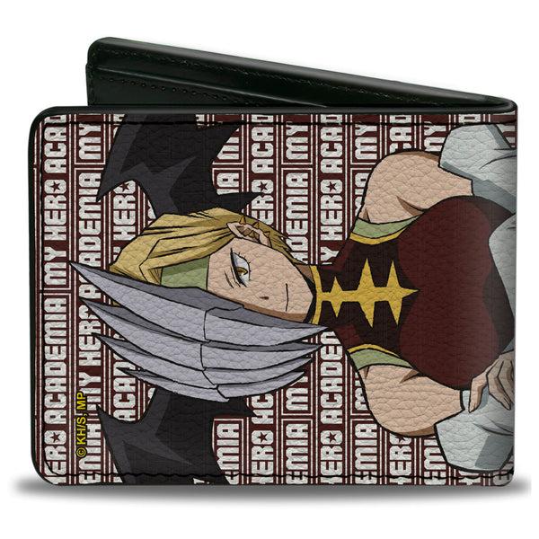 Buckle-Down Bi-Fold Wallet - MY HERO ACADEMIA Pro Hero Ryukyu Pose And Title Logo Burgundy/White