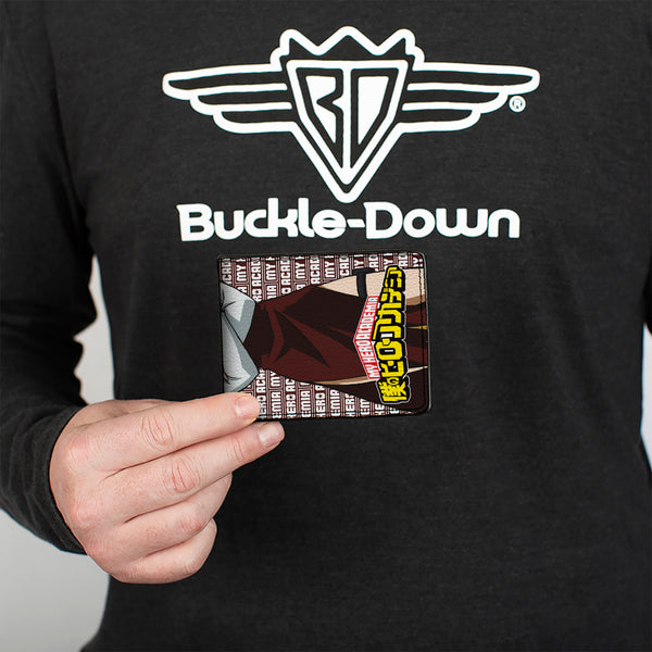 Buckle-Down Bi-Fold Wallet - MY HERO ACADEMIA Pro Hero Ryukyu Pose And Title Logo Burgundy/White