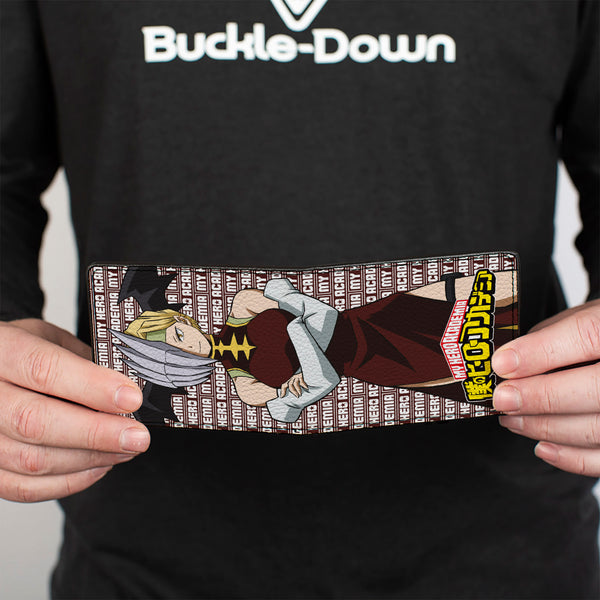 Buckle-Down Bi-Fold Wallet - MY HERO ACADEMIA Pro Hero Ryukyu Pose And Title Logo Burgundy/White