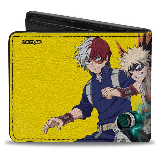 Buckle-Down Bi-Fold Wallet - MY HERO ACADEMIA Three Character Group Pose And Title Logo Yellow