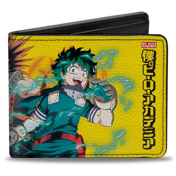 Buckle-Down Bi-Fold Wallet - MY HERO ACADEMIA Three Character Group Pose and Title Logo Yellow