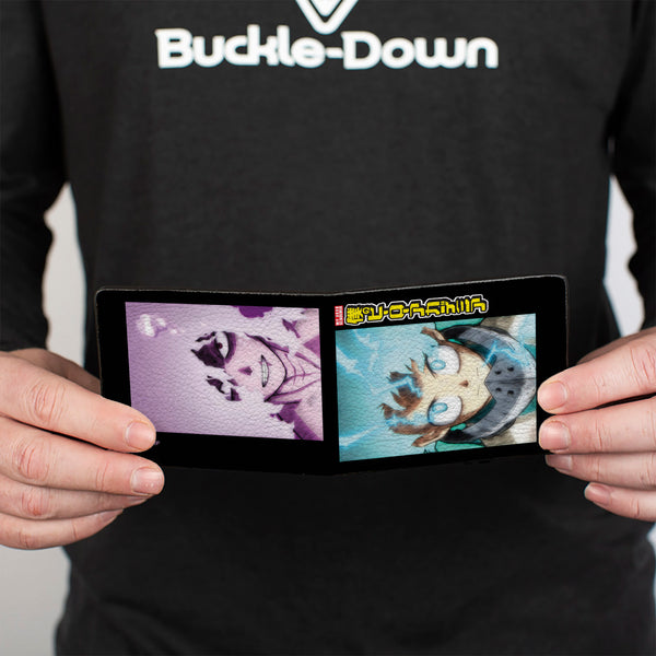 Buckle-Down Bi-Fold Wallet - My Hero Academia Tomura Shigaraki And Izuku Midoriya Pose Blocks And Title Logo