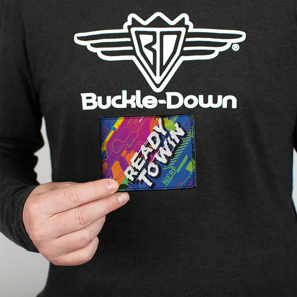 Buckle-Down Bi-Fold Wallet - NERF Blasker READY TO WIN Collage Blue/Multi Color